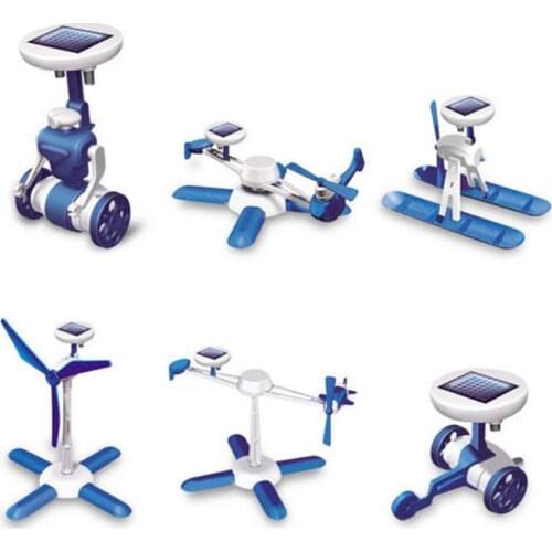 6 in 1 Assembling Device Kids Solar Power Transformation Robot Car Boat Fan Toy Science Model Learning Educational Novelty Gift