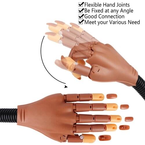 Nail Art Hands Acrylic Nail Tips Display Practice Hand+100pcs Nail Art Model Hand Adjustable Manicure Training Hand Nail Finger