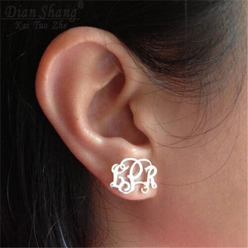 BFF Personalized Brincos Jewelry Boucle d'oreille Gold Stainless Steel Oorbellen Silver Initial Monogram Earrings For Women Men