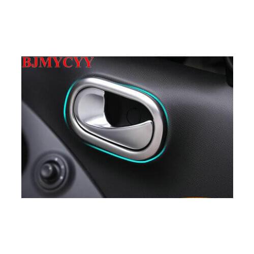 BJMYCYY 2PCS/set Inside the car shake handshandle stainless steel color decorative box for Benz Smart