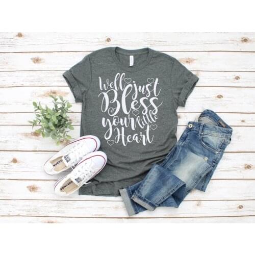 Bless Your Heart T-Shirt Christian Streetwear Female Clothes Jesus Graphic Shirt Cotton O Neck Female Clothing Short Sleeve Tees