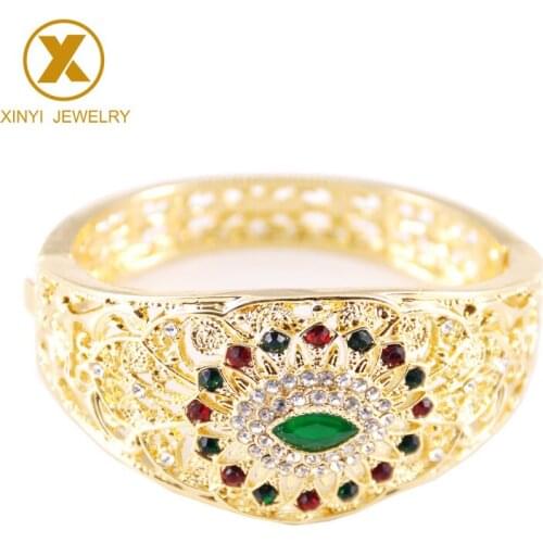 Moroccan style popular palace engraved cutout pattern bracelet party wedding metal rhinestone bracelet