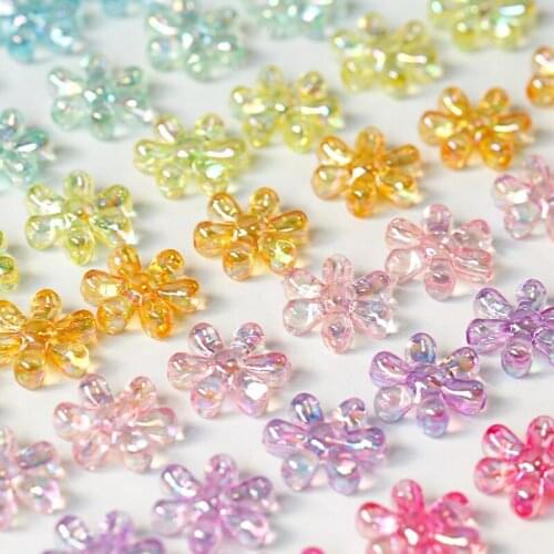 Color flower straight hole acrylic loose beads DIY hand-made necklace jewelry accessories handmade beaded material