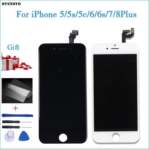 AAA+++ Quality For iPhone 5 5s 6 6s 7 LCD Display Touch Screen For 4 4S 8 Plus SE 100% Brand New LCD Digitizer tempered+Gifts