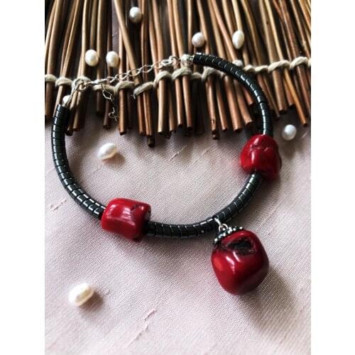 Dr Stone Luxury collection Mercanve Hematite Stone 925 Sterling Silver Women Handmade Bracelet LXDR6