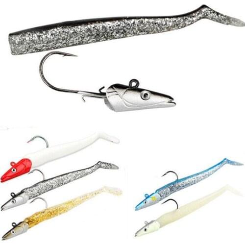 Jig Head Soft Lure 11cm /19g 16cm/34g Glow Eel Soft Lure Wobbler Artificial Bait Silicone Sea Bass Rockfish Carp Jig Lure Tackle