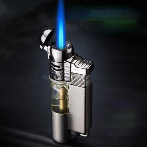 Round Machine Straight Into Transparent Air Box Inflatable Straight Into Windproof Lighter Torch Jet Lighter Briquet Tempete