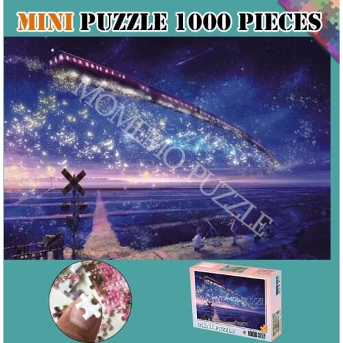 Landscape Jigsaw Puzzles Trains In The Star Sky Puzzle 1000 Pieces Wooden Puzzles for Adults Assembling Toys Mini Puzzle Games