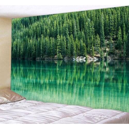 Forest waterfall home decoration art tapestry psychedelic scene hippie bohemian decoration yoga mat sofa blanket sheet
