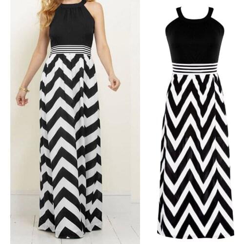 Summer Long Dress Plus Size Sleeveless Zig Zag Elegant Spaghetti Strap Dresses For Women Clothing Vestidos Mujer Verano 2021