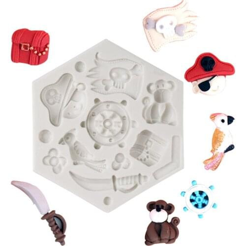 Luyou Pirates Hat Cupcake Silicone Mold Fondant Mould Cake Decorating Tools Parrot Chocolate Molds,Kitchen Accessories FM1536