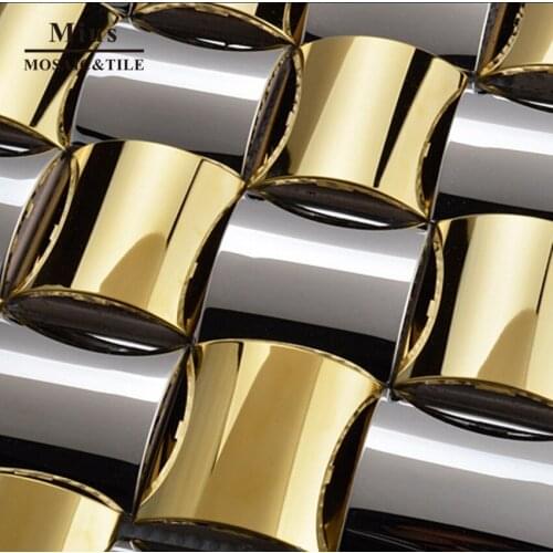 Fashion gold mix silver arch stainless steel metal tile mosaic bathroom design