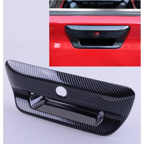 Car Rear Trunk Tailgate Door Handle Cover Trim Carbon Fiber Style ABS Decoration Fit for Dodge Ram 1500 2019 2020 2021