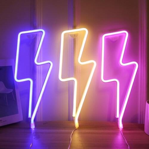 Vogliovoi Neon Sign Light SMD2835 Indoor Night light Lightning Pink Blue Green Red Model Holiday Xmas Party Wedding Decorations