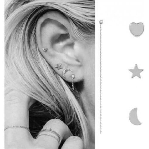 New listing fashion Gothic punk personality multi-element earrings alloy star star moon Heart-shaped earring Female charm jewelr