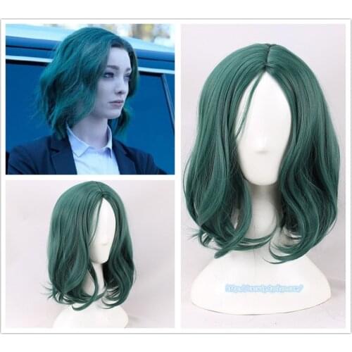 The Gifted Lorna Dane Polaris Cosplay Wig Fashion Lolita Wigs Women 30cm Short Curly Wavy Costume Halloween Party Wig Green