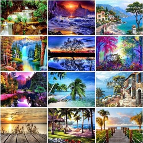 Landscape DIY 5D Diamond Painting Full Round Mosaic Cross Stitch Diamond Embroidery Rhinestones Home Decor