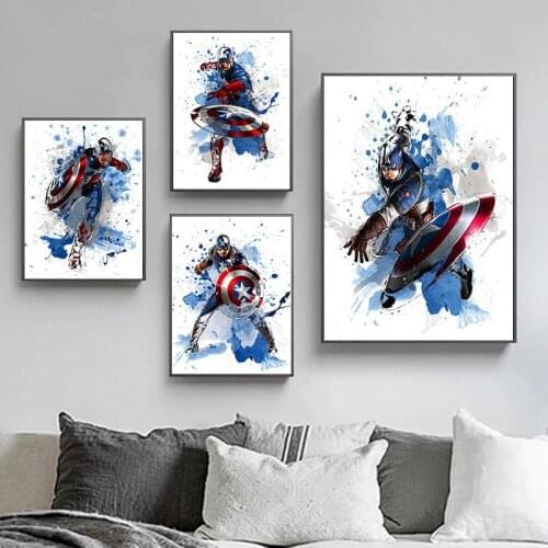 Marvel Avengers Captain America Posters and Prints Marvel Superhero Comics Canvas Painting Wall Art Picture Kids Wall Art Decor