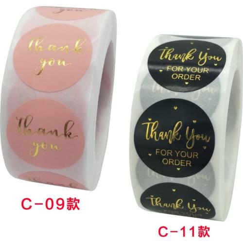 Pink Paper Label Stickers Gold Thank You Sticker Scrapbooking 500pcs for Wedding Gift Card Business Packaging Stationery Sticker
