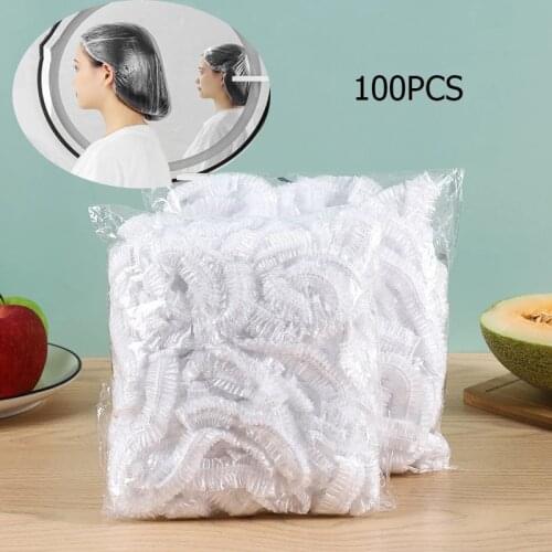 100 Pcs Disposable Shower Caps Hat Clear Spa Hair Salon Hotel One-Off Bathing Elastic Shower Cap Bathroom Products Bath Caps