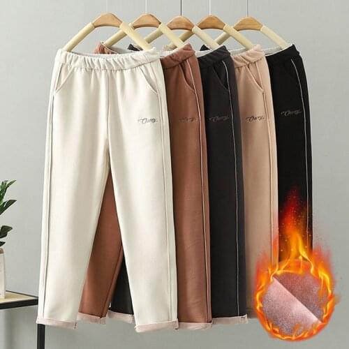 Woolen Women Winter Pants Thick Warm Vintage Autumn Thicken Feleece Trousers Harem Pants For Women Velvet Pants Capris