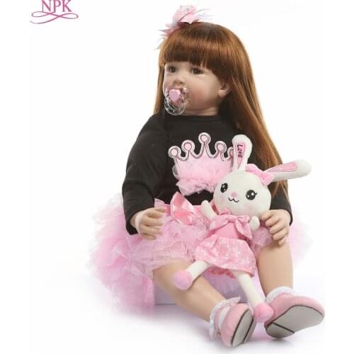 NPK 60cm Silicone Reborn Baby Doll Toys Like Real Vinyl Princess Toddler Babies Dolls Girls Bonecas Birthday Present Play House