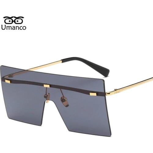 Umanco Big Square Rimless Sunglasses Women Men Vintage Fashion Metal Sun Glasses Female Oversized Shades Eyewear Male Goggles