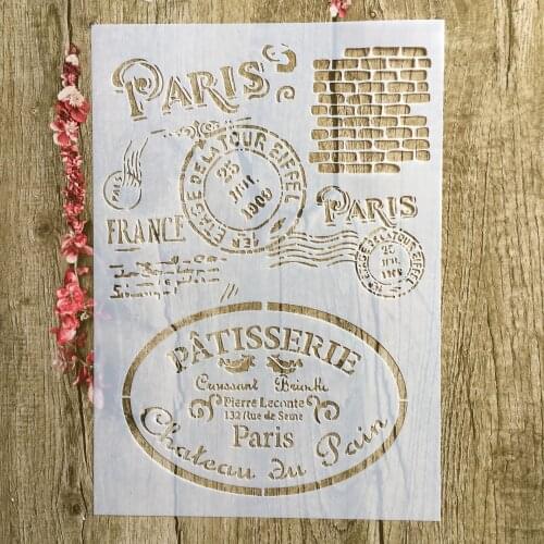A4 29 * 21cm Paris stamps DIY Stencils Wall Painting Scrapbook Coloring Embossing Album Decorative Paper Card Template