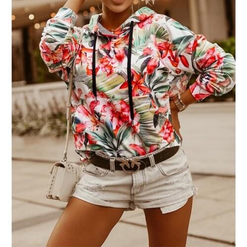 2021 Spring Autumn Printing Long Sleeve Hooded Tops Casual Pullover Female Hoodies Top Fashion Street Hipster Long-Sleeved Top