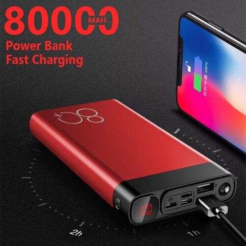 80000mAh Power Bank with Dual USB Ports Large Capacity Portable Fast Charging Poverbank for Samsung Xiaomi IPhone Free Shipping
