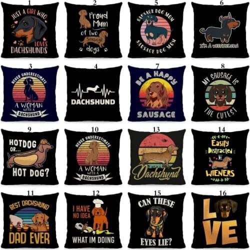 XUNYU Dachshund Cushion Cover Dog Pattern Home Decorative Pillows Case 45x45cm DWG016