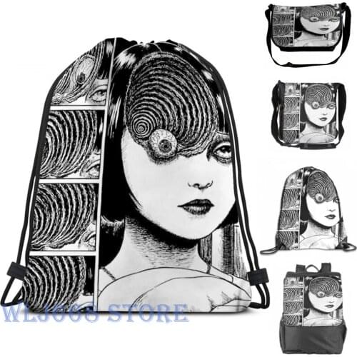 Funny graphic print shoulder Bags women Junji Ito Uzamaki Single shoulder backpack travel for men Gym Bag