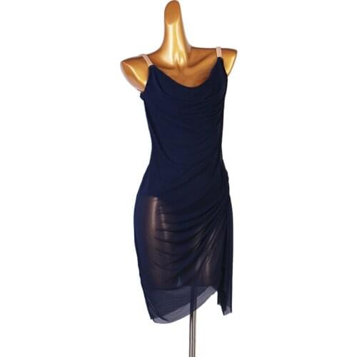 Mesh Latin Dance Dress Women Sexy Samba Dancewear Backless Stage Costume Summer Salsa Clothing Blue Samba Tango Dress JL3533