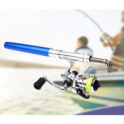 1.4M Outdoor Portable Pocket Collapsible Outdoor Fishing Rod Mini Pen Shape Pole with Reel Wheel Winter Fishing Rod Tackle Set