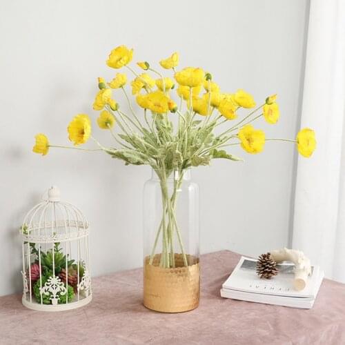 1 bouquets 4 Heads Corn Poppy Artificial Flowers DIY Wedding Christmas Party Home Decoration Fake Silk Flower Wall Materials