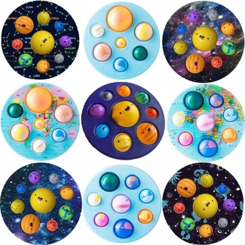 17.5X17.5cm Eight Planets Solar System Simple Dimple Toy Stress Relief Antistress Board Autism Anxiety Toy for Kids Chidren Gift