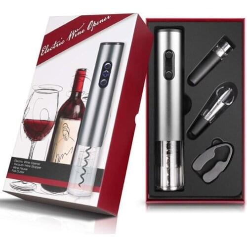 4PCS Electric Wine Opener Set Battery Powered Automatic Corkscrew Multifunction Wine Openers with Accessoires LED Light Display