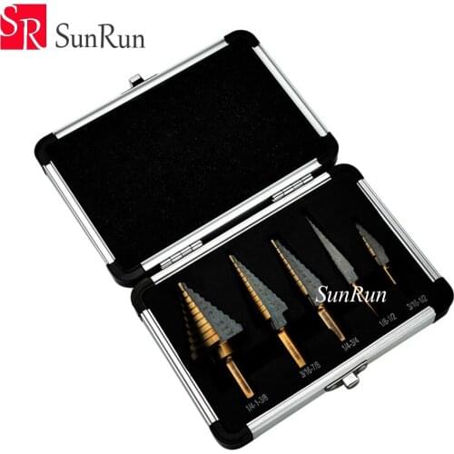 5pcs/Set of british system high speed steel ladder drill set steel plate bits aluminum box