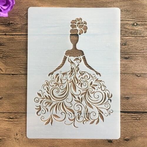 A4 size Pretty bride Wall Painting Stencils Stamp Scrapbook Album Decorative Embossing Craft Paper DIY Flower Label Stenci