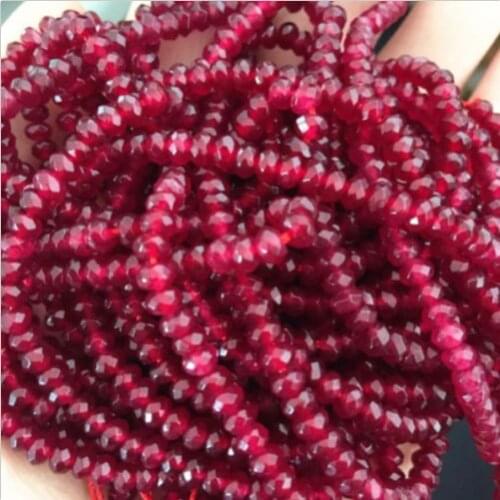 AAA+ Natural 2x4mm Faceted Red Ruby Gemstone Rondelle Loose Beads Strand 15"