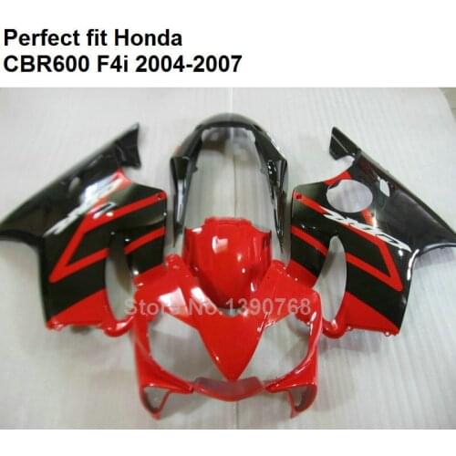 ABS plastic fairing for Honda CBR600 F4i 04 05 06 07 red black fairings kit CBR600F4i 2004 2005 2006 2007 HZ143