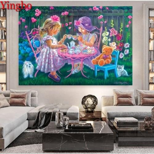 5D DIY diamond painting Full Square Little girl with garden view Diamond Embroidery Cross Stitch diamond mosaic Decoration Home