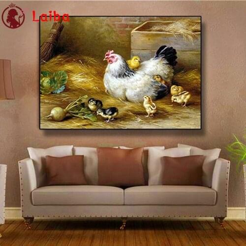 Diamond Mosaic Farm animals hens and chicks Picture Of Diamond Painting Cross Stitch Embroidery Needlework Wall Art