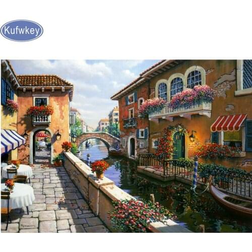 5D DIY diamond embroidery"Venice Water town"diamond painting Cross Stitch full square drill Rhinestone mosaic,home decoration