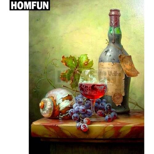 HOMFUN Full Square/Round Drill 5D DIY Diamond Painting "still life of wine" 3D Embroidery Cross Stitch 5D Decor Gift A00355