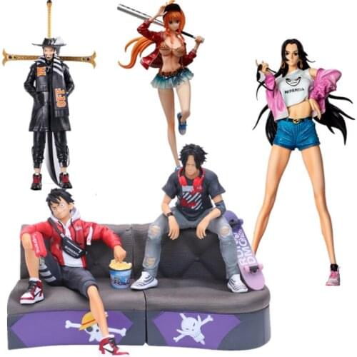 Anime One Piece Series Dracule Mihawk Roronoa Zoro Sanji Nami Boa Hancock Action Figure Model Statue Collection Toy Kids Gift