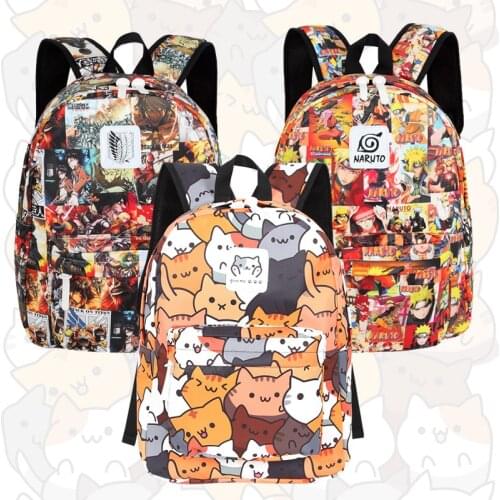 Anime Peripheral Backpack Neko Atsume Attack On Titan My Neighbour Totoro Tokyo Ghoul Cartoon School Bag Backpack Male Female