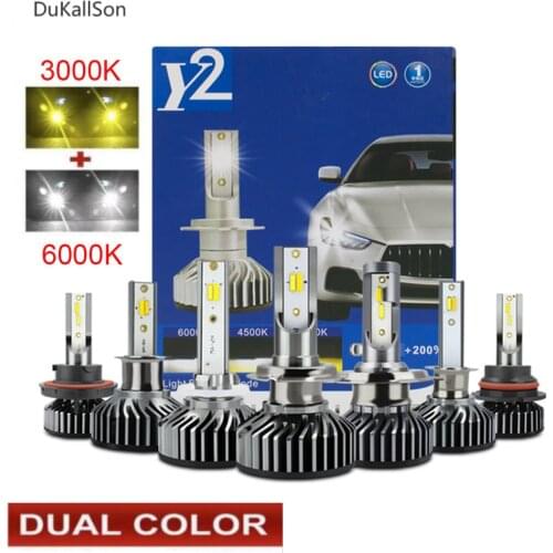 Canbus Car Light Bulbs H11 H1 H4 H7 LED Fog Headlight Dual Colors 6000K 4300K 3000K 9005 HB3 9006 HB4 H8 Auto Fog Lights 12V 24V