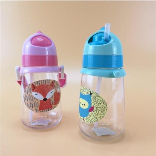 Kids Water Cup Creative Cartoon Baby Feeding Cups With Straws Leakproof Water Bottles Outdoor Portable Childrens Cups 400ML