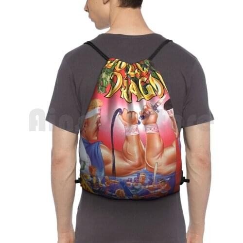 Double Dragon Nes Cover Backpack Drawstring Bag Riding Climbing Gym Bag Nintendo Double Dragon Nes Fighting Games Arcade